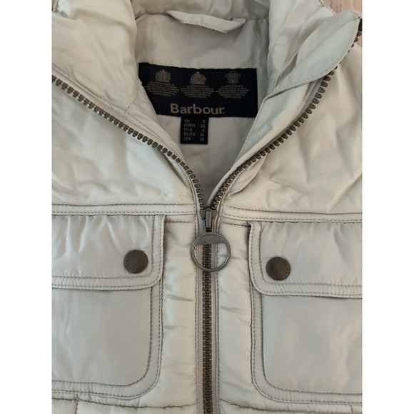 Barbour Quilted Puffer Gillet Vest Beige Sz 4 Eur 34 Ranch Classic - Picture 4 of 8